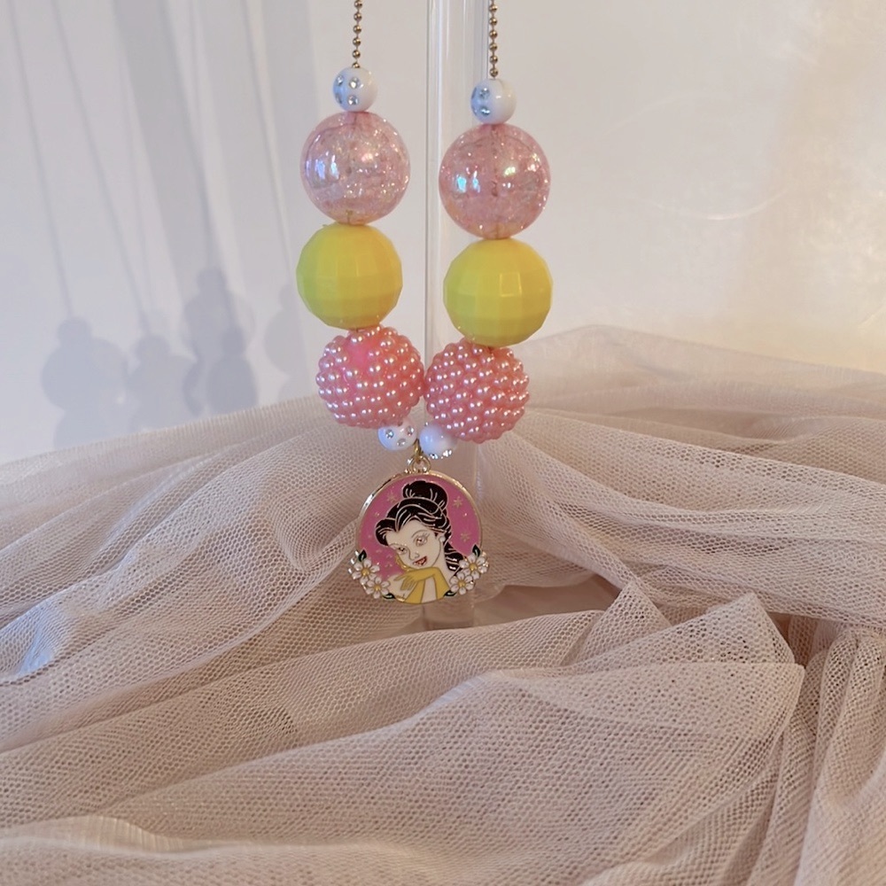 Princess Gum Ball Gold Tone Ball Chain Necklace